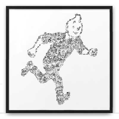 Tintin ink drawing plenty of doodles and details â