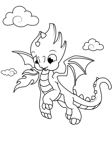 Cute little dragon coloring page free printable coloring pages