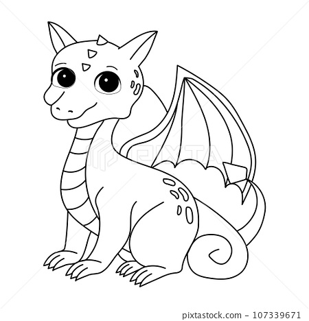 Little dragon drawing for coloring page