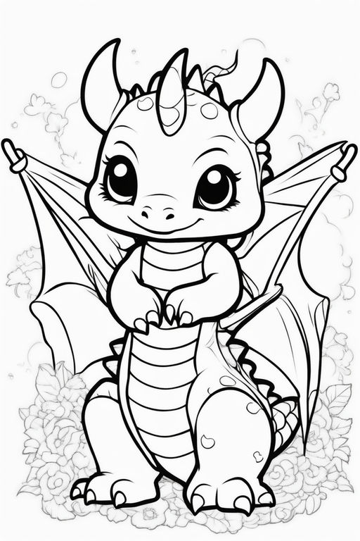 Cute little dragon coloring page