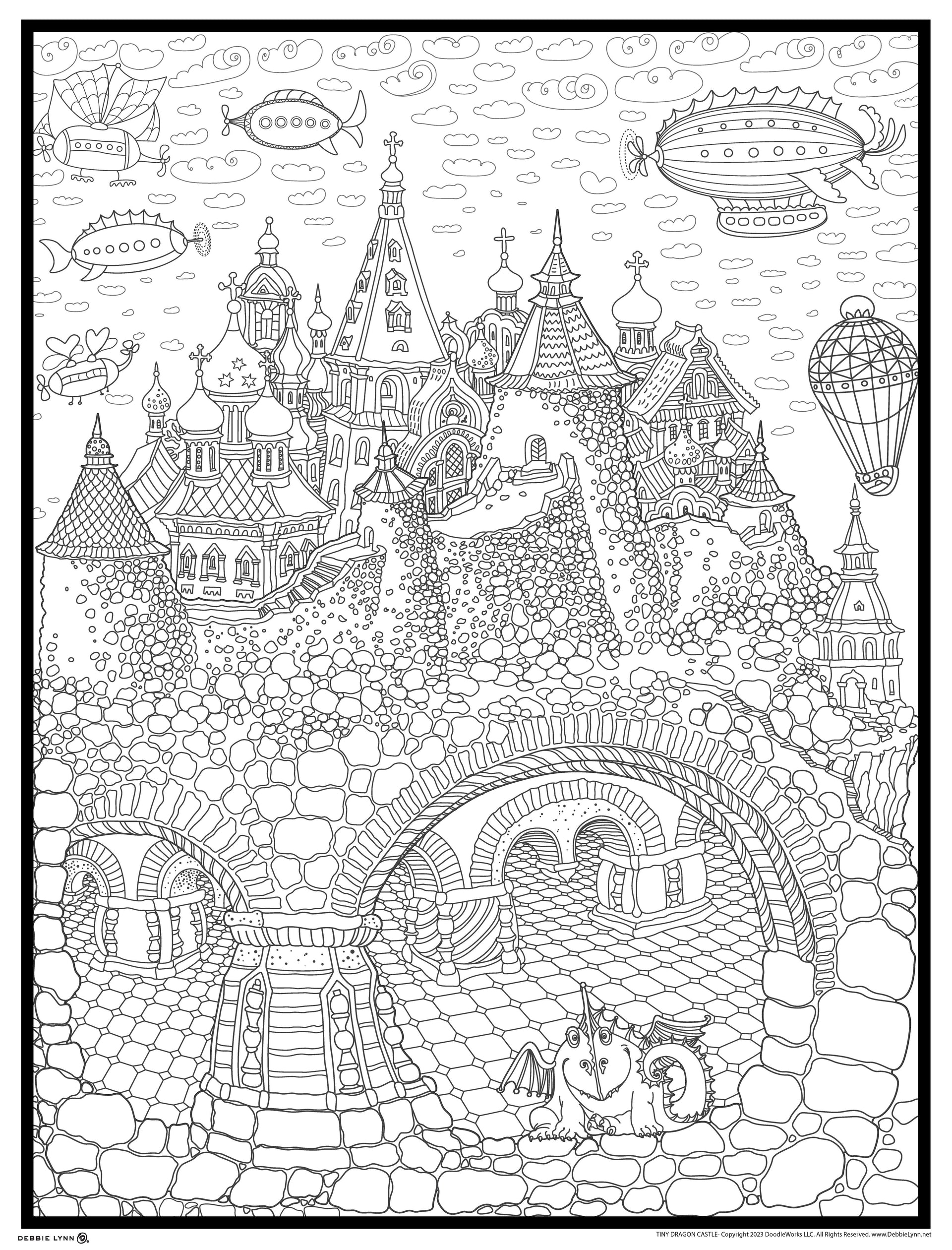 Tiny dragon castle personalized giant coloring poster x â debbie lynn