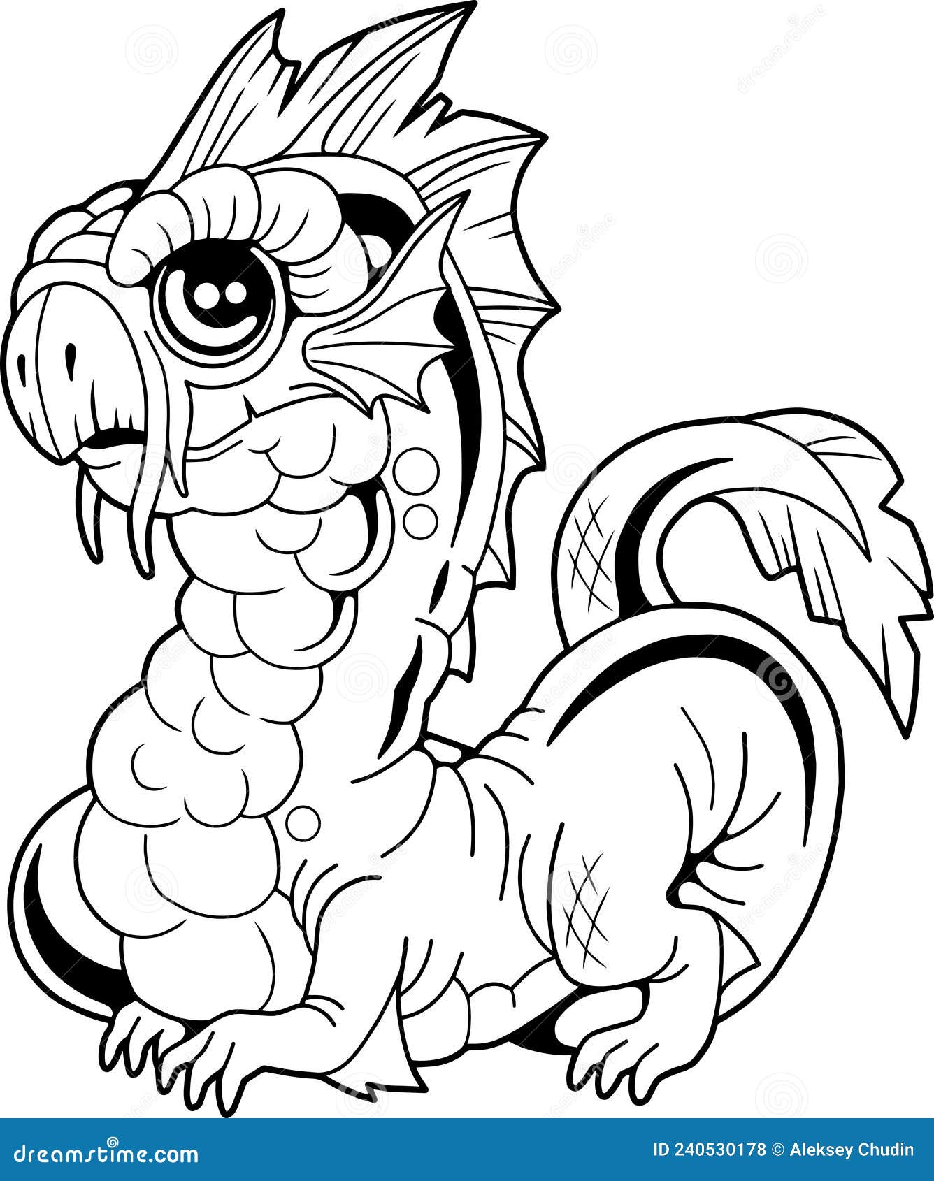 Cute little dragon coloring book funny illustration stock vector