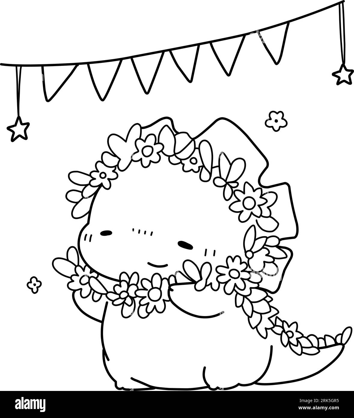 Little cute kawaii dragon coloring page for kids winter new year dragon stock vector image art