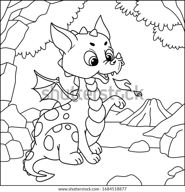 Cute little dragon coloring book children stock vector royalty free