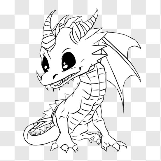 Download cute little dragon drawing png online