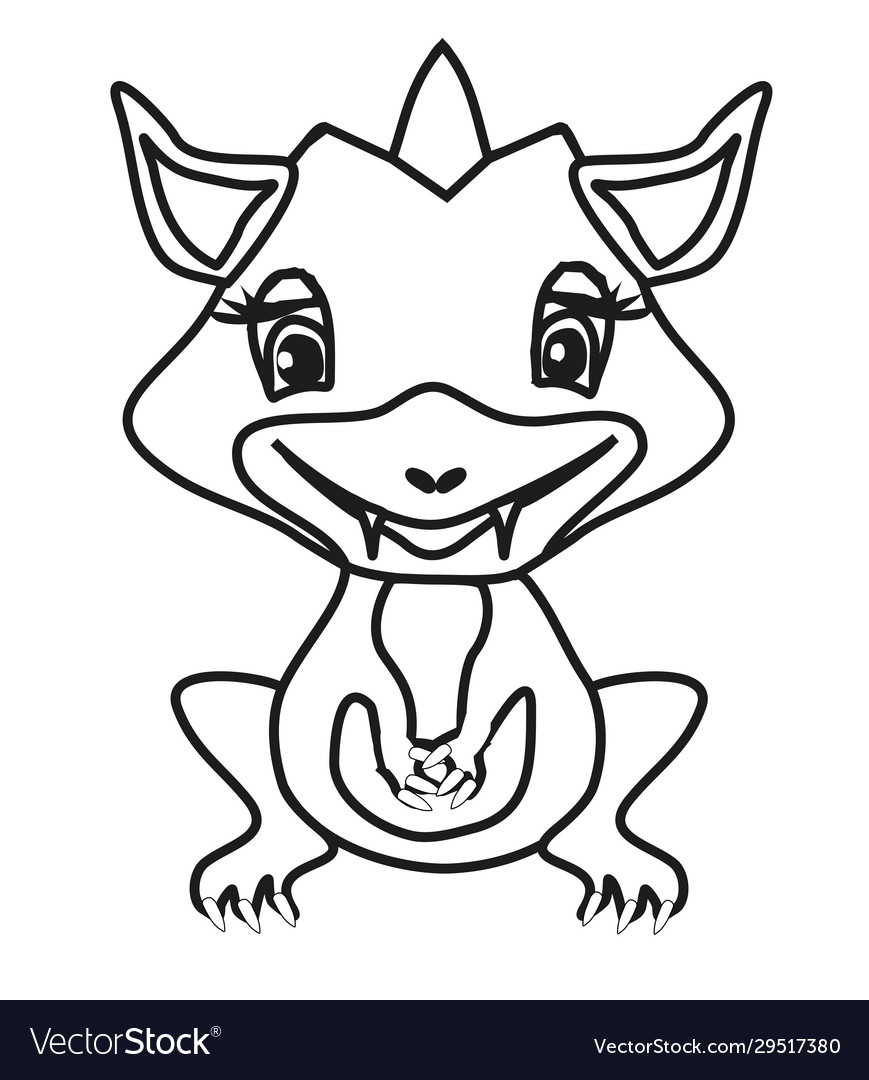 Cute little dragon girl coloring book royalty free vector