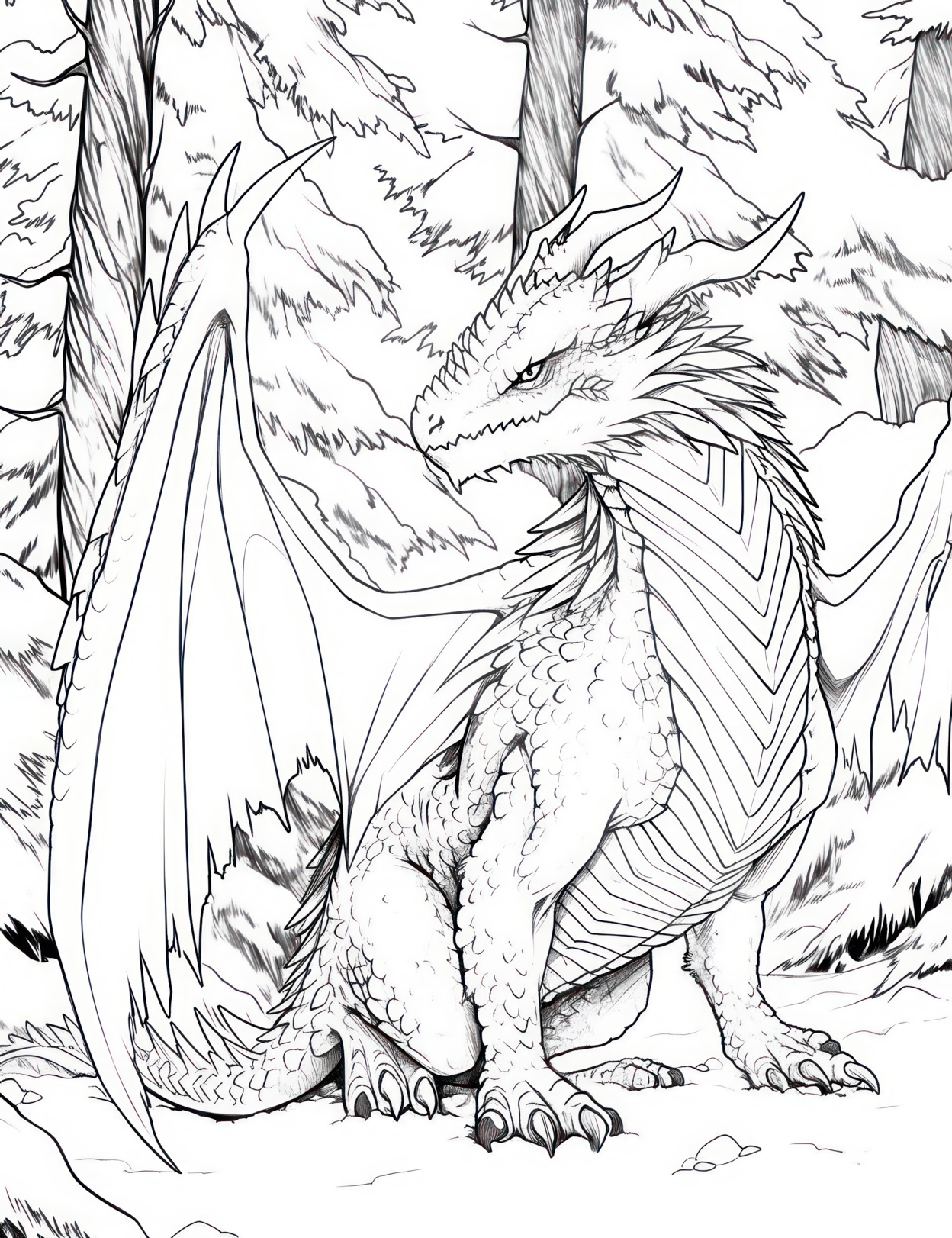 Majestic dragon coloring pages for kids and adults