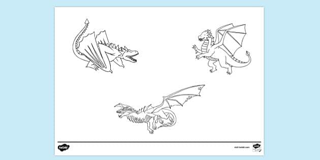 Little dragons colouring sheet colouring sheets