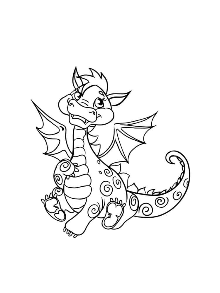 Sleepy little dragon coloring page