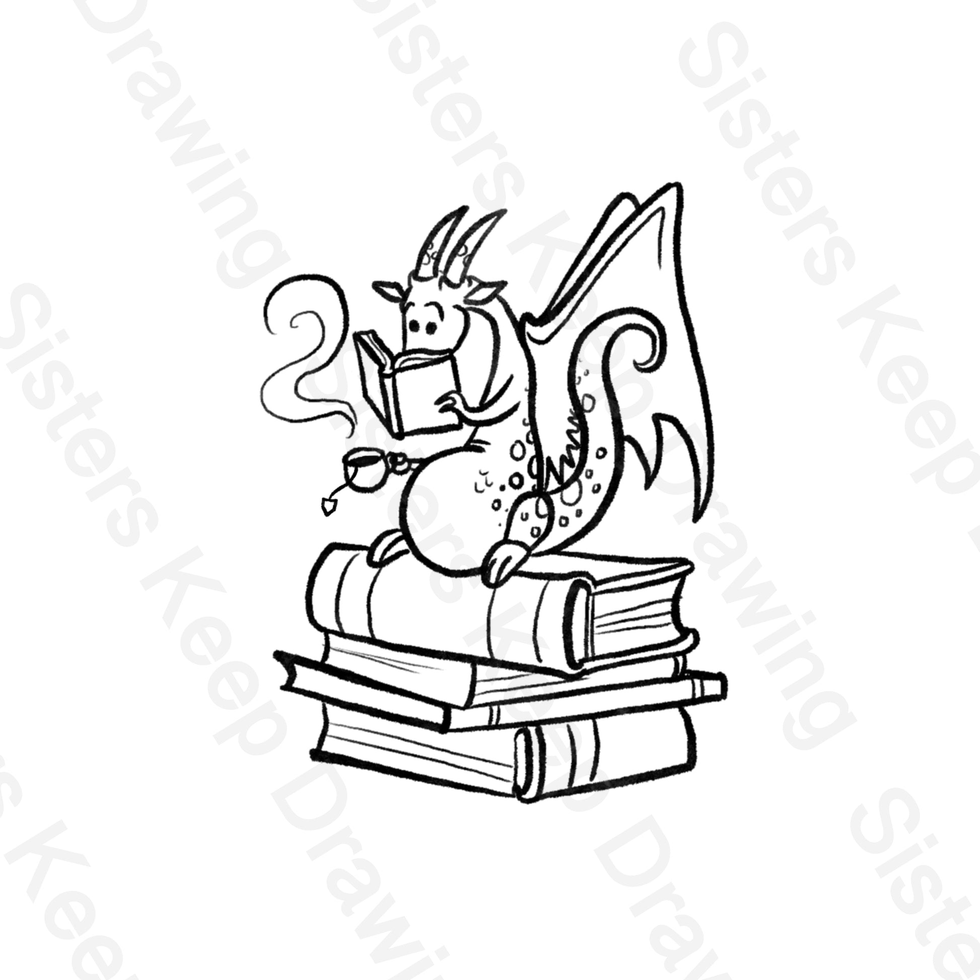 Tiny dragon with books custom