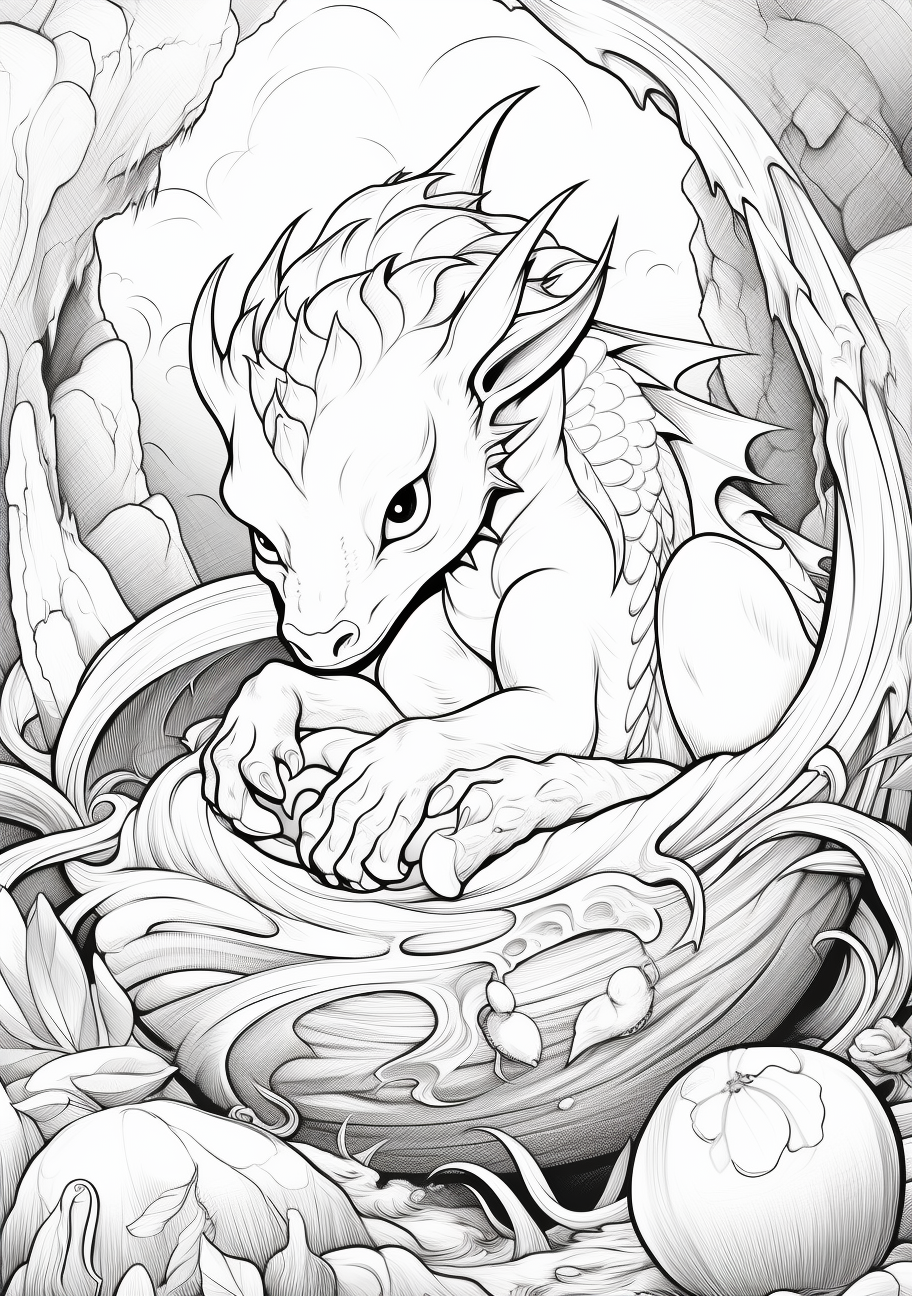 Mystical land sleepy baby dragon