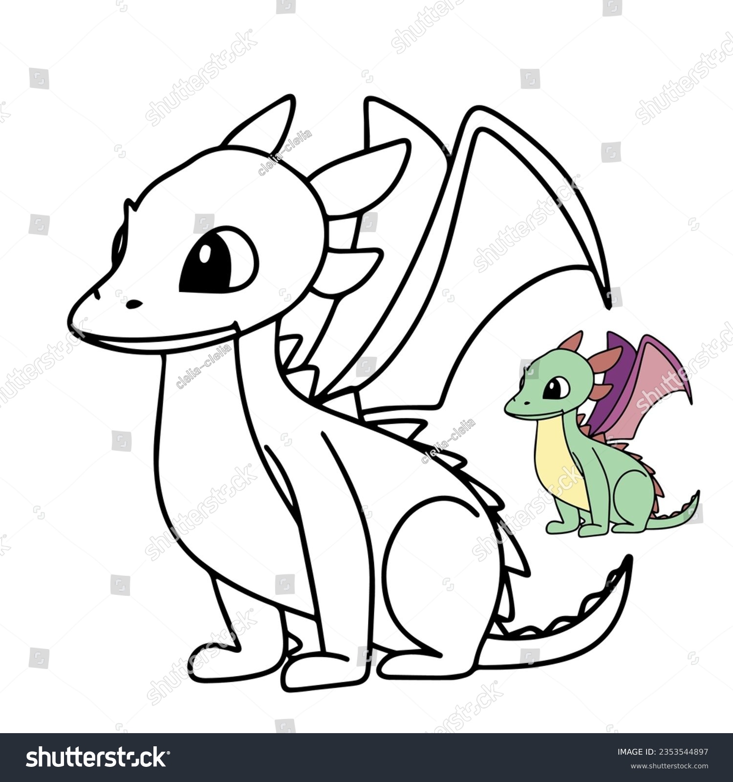 Cute little dragon coloring page little stock vector royalty free