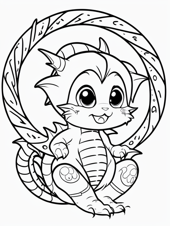 Baby dragon cute coloring page col