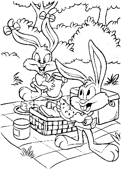 Tiny toon bunny coloring pages coloring pages cartoon coloring pages