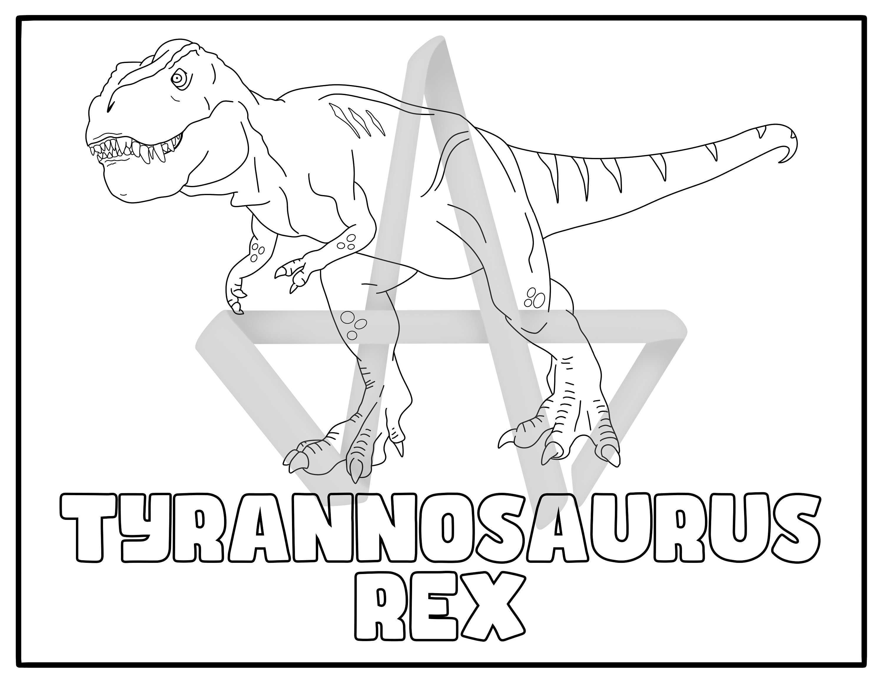 T rex dinosaur kids adult coloring page digital