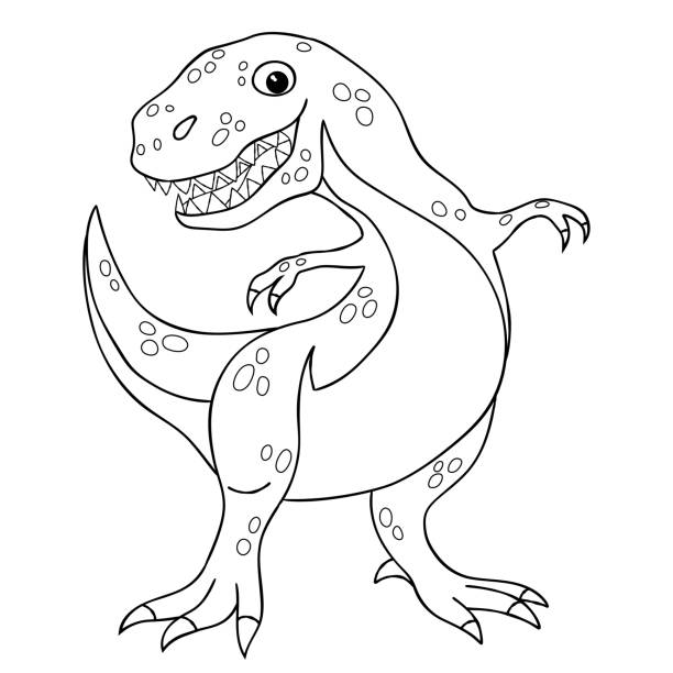 Contour drawing of a tyrannosaurus dinosaur stock illustration