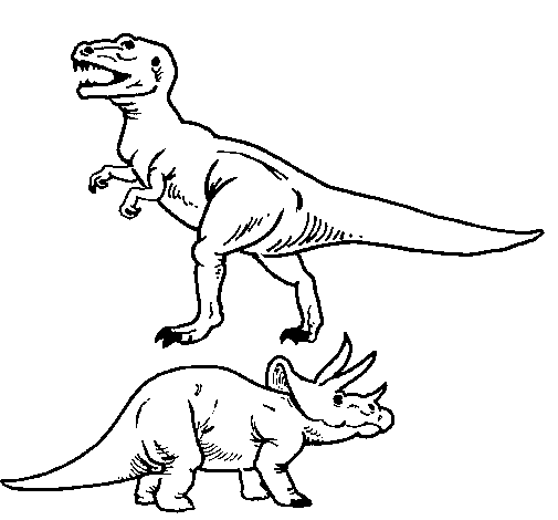 Triceratops and tyrannosaurus rex coloring page