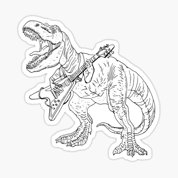 Heavy metal dinosaur graphic style for tattoo and coloring fans sticker for sale by naktis