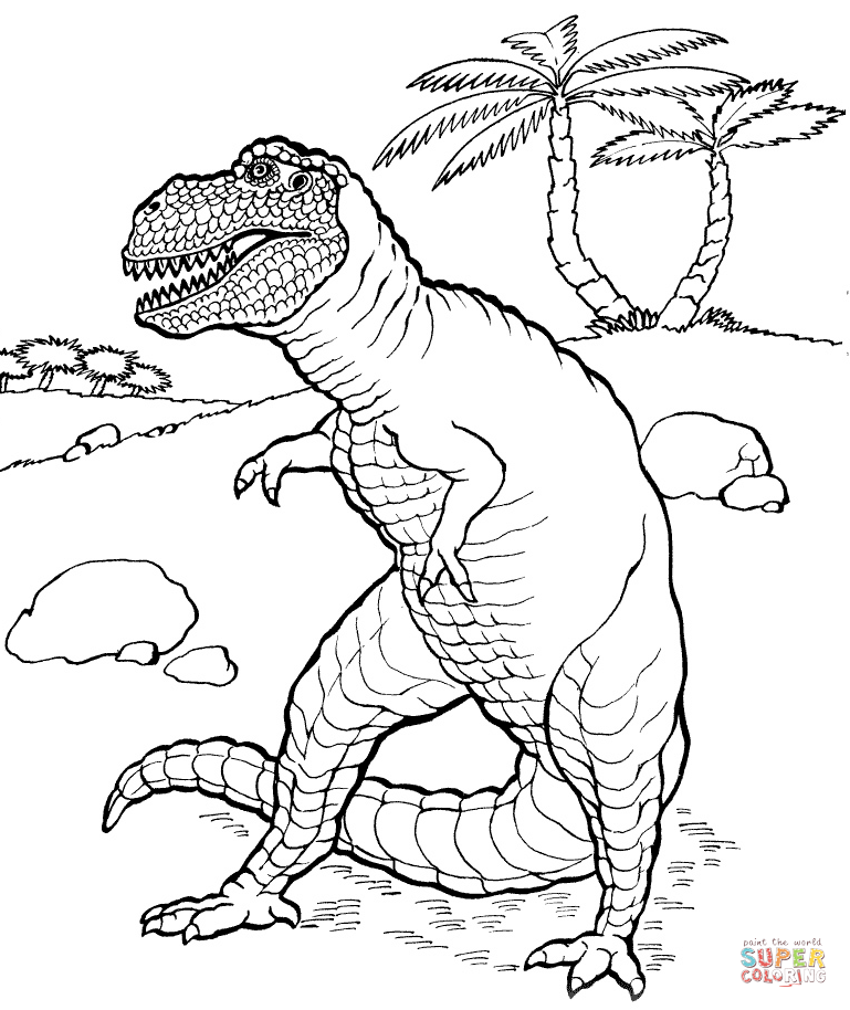 Tyrannosaurus dinosaur coloring page free printable coloring pages