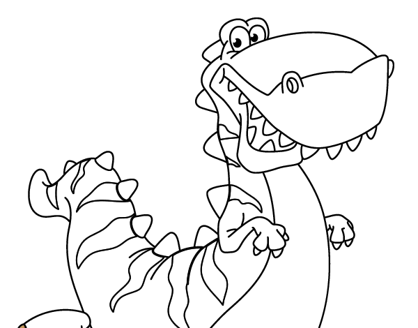 Happy tyrannosaurus coloring page