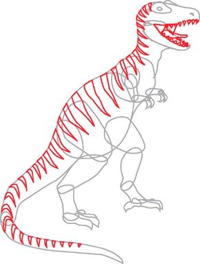 How to draw tyrannosaurus rex in steps