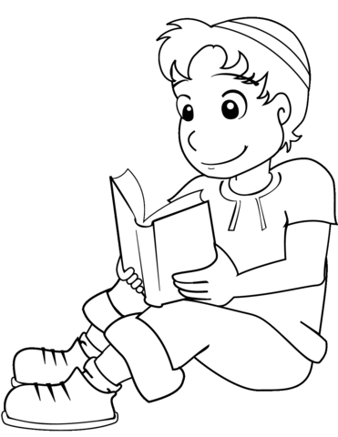 Boy with kippah and book coloring page free printable coloring pages