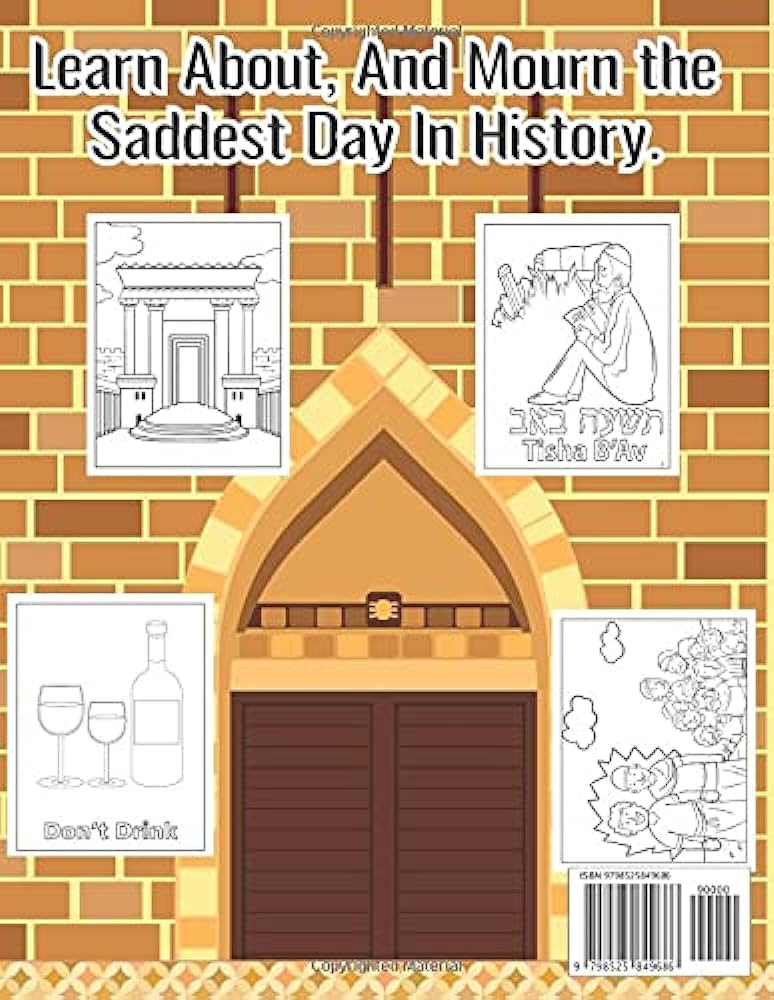 Tisha bav colorg book for kids remember and mourn events of the saddest day judaism history books