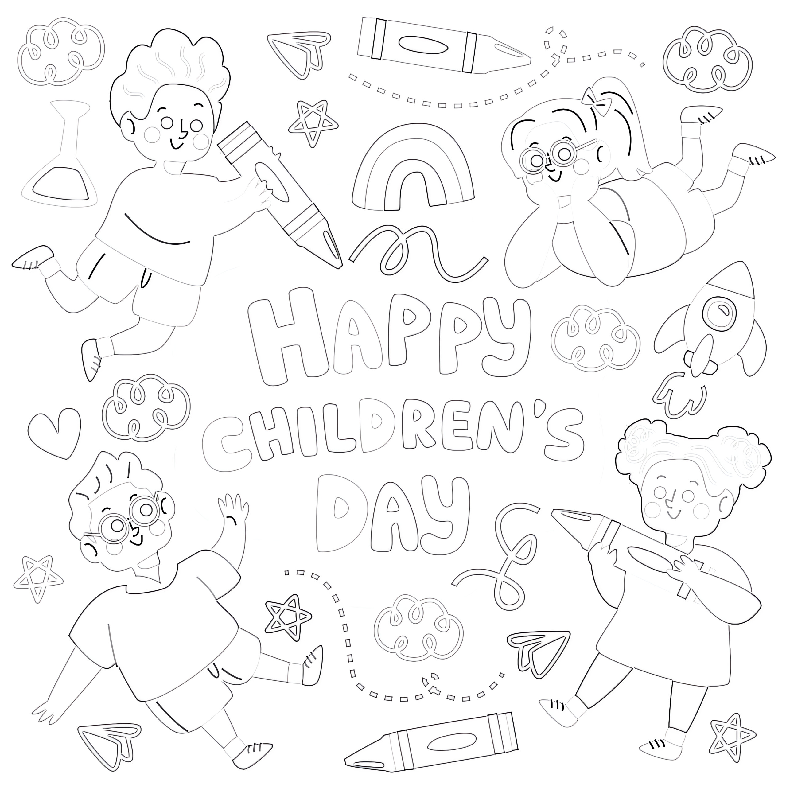 Happy childrens day coloring page