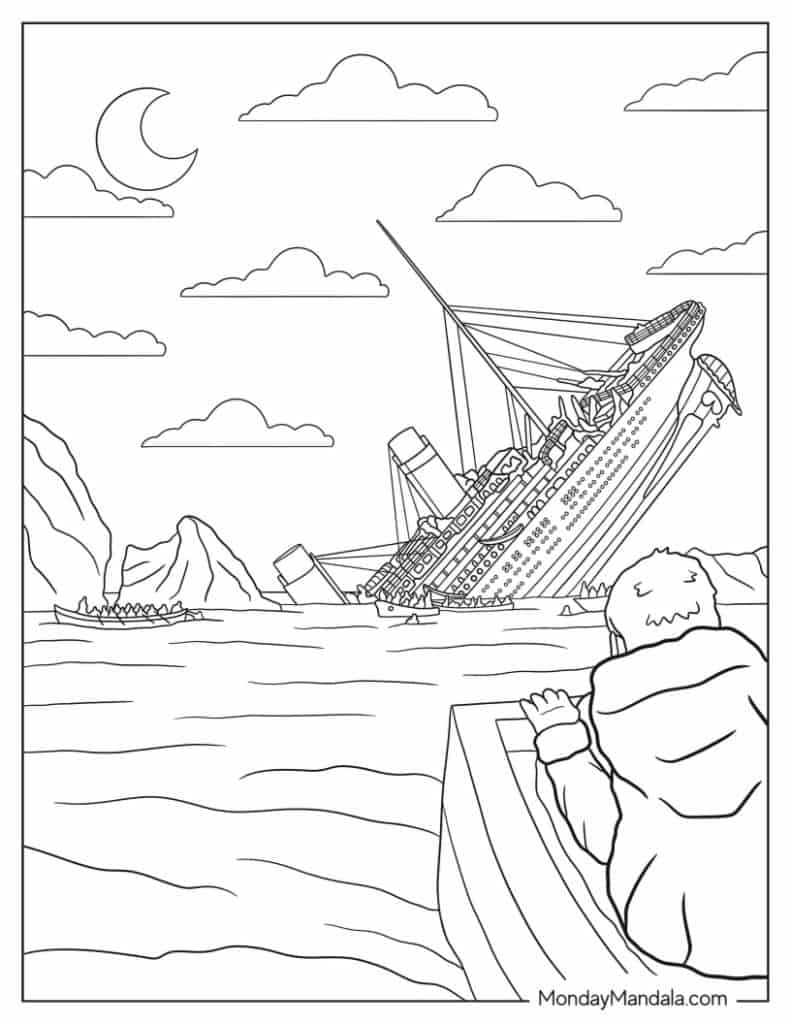 Titanic coloring pages free pdf printables