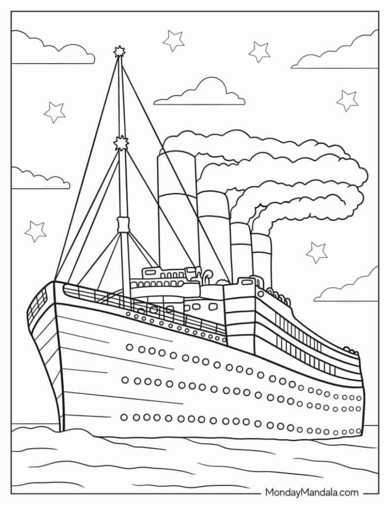 Titanic coloring pages free pdf printables