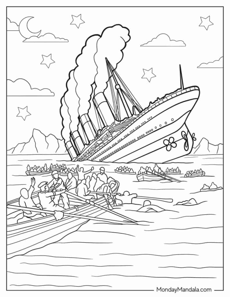 Titanic coloring pages free pdf printables