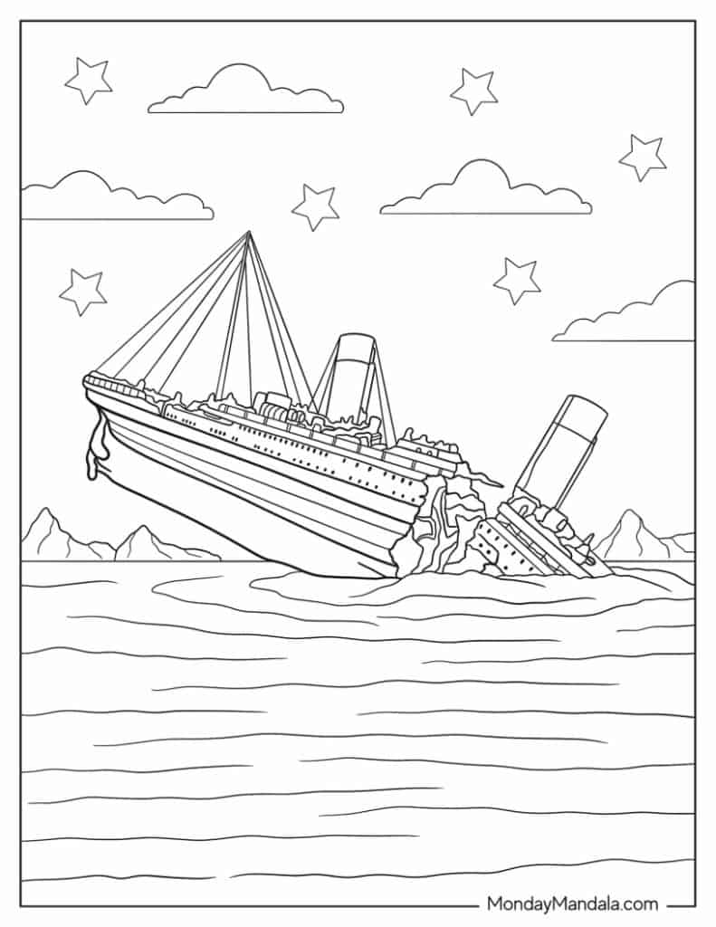 Titanic coloring pages free pdf printables