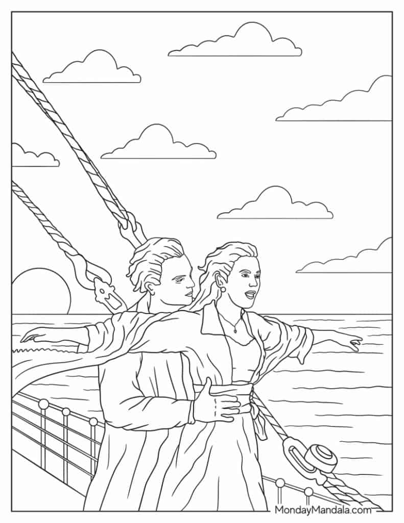 Titanic coloring pages free pdf printables