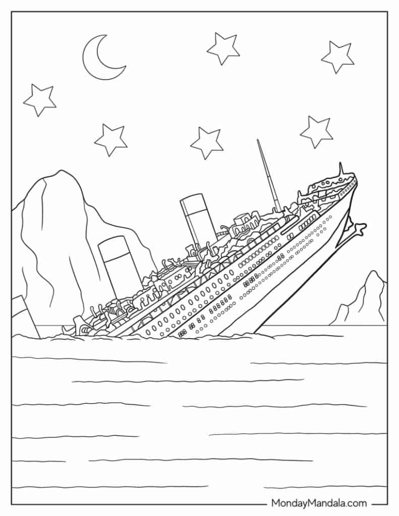 Titanic coloring pages free pdf printables