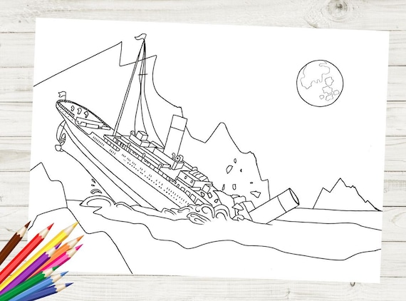 Titanic sinking printable coloring page