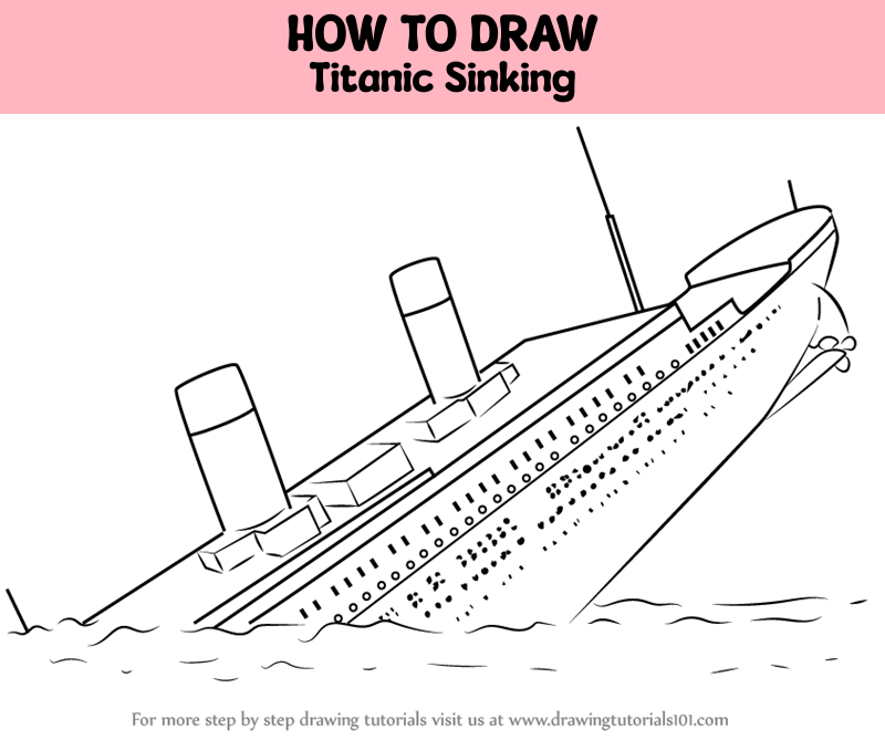 How to draw titanic sinking boats and ships step by step