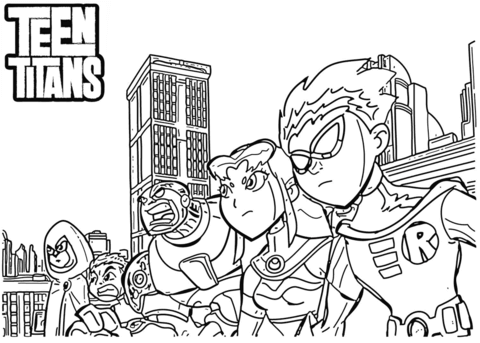 Teen titans coloring page free printable coloring pages