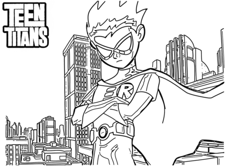 Robin from teen titans coloring page free printable coloring pages