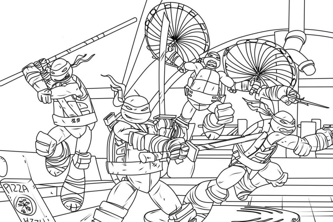 Team ninja turtle coloring page