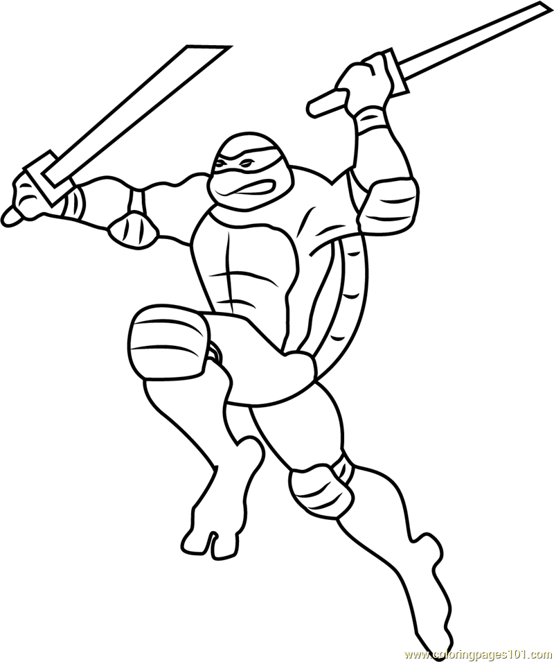 Leonardo attacking coloring page for kids