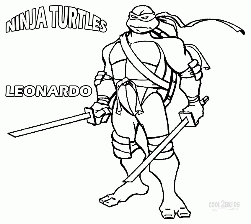 Printable leonardo ninja turtle coloring page
