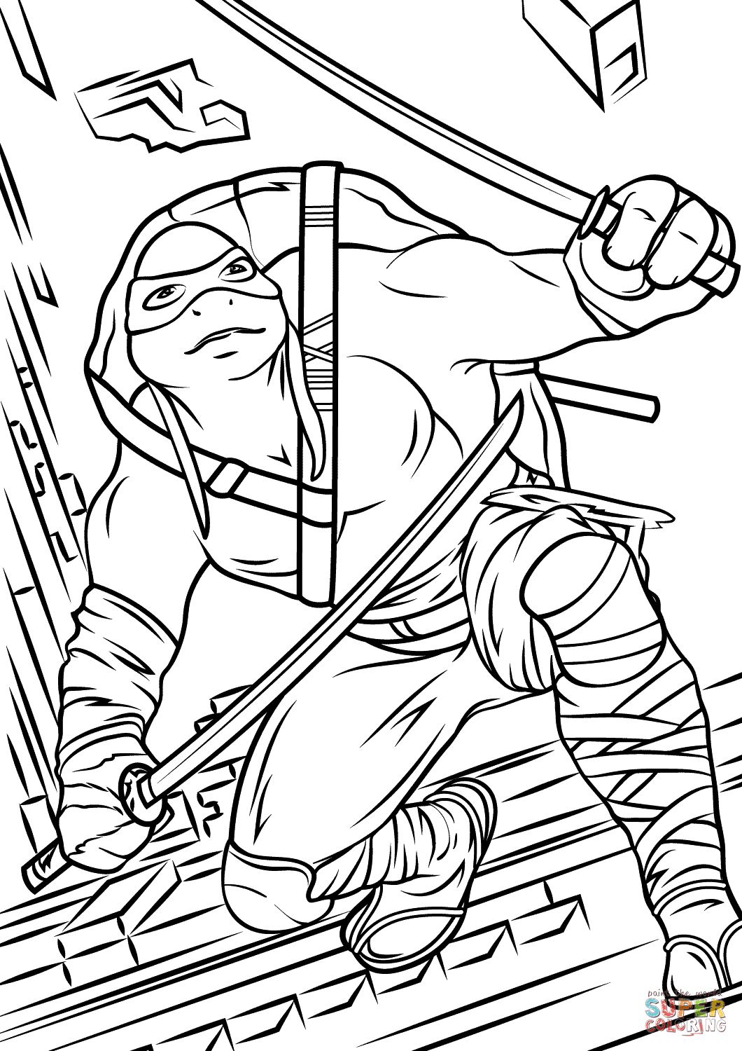 Leonardo from teenage mutant ninja turtles coloring page free printable coloring pages