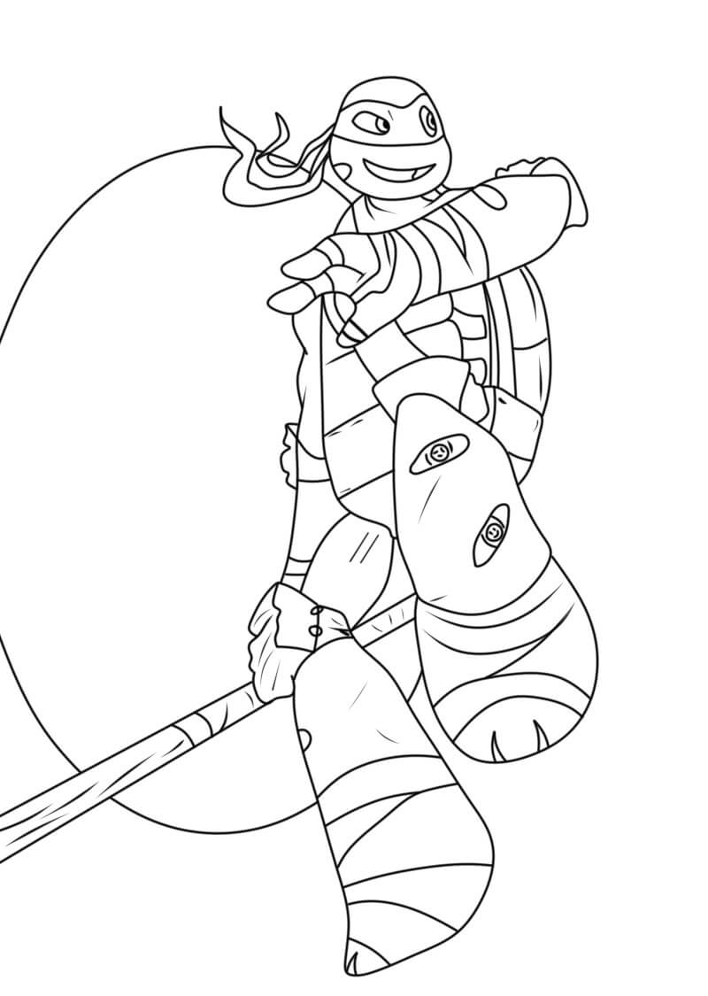 Teenage mutant ninja turtles holding sword coloring page