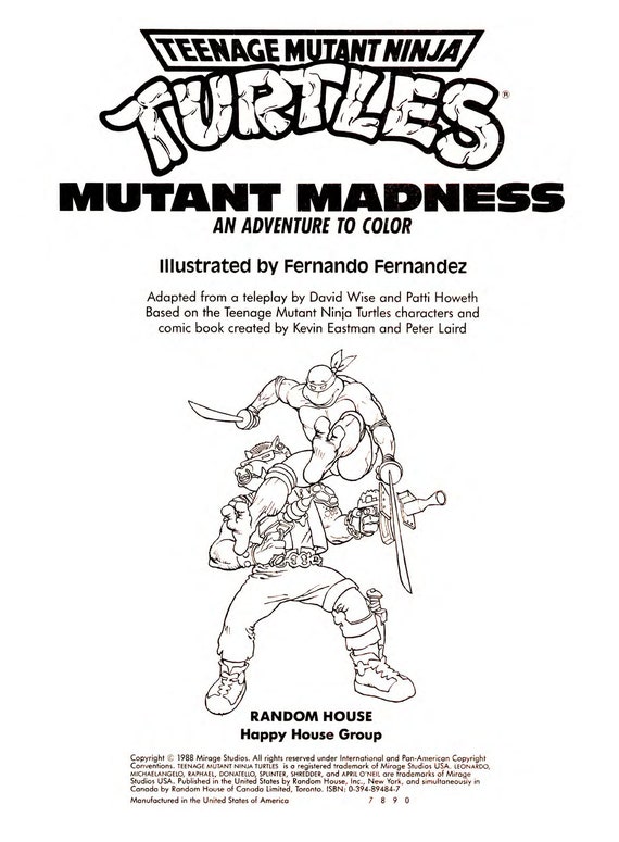 Tmnt mutant madness coloring book pdf digifile instant download