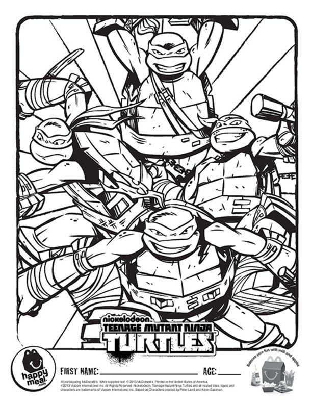 Mcdonalds happy meal coloring and activities sheet â teenage mutant ninja turtles tmnt â kids tâ ninja turtle coloring pages turtle coloring pages ninja turtles