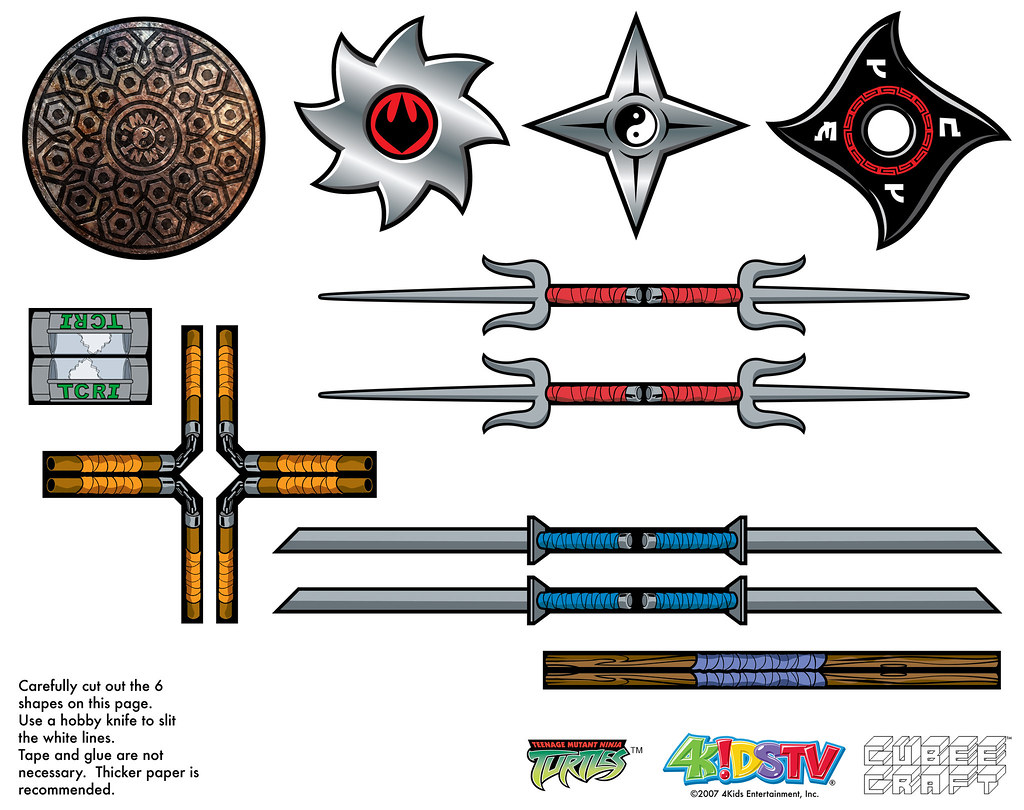 Tmnt k accessories for the papercraft figures couâ