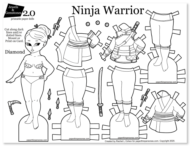 Ninja paper doll to print and play with from paper thin personas