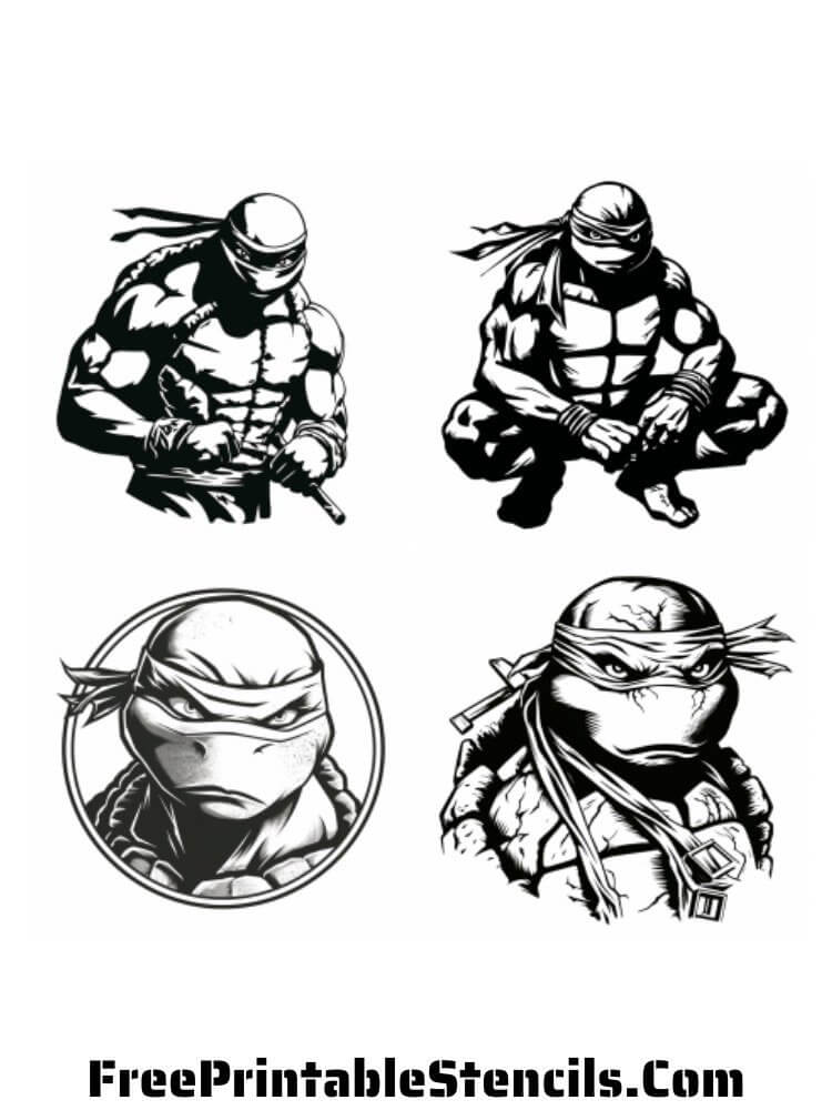 Free printable ninja turtles stencils and silhouettes