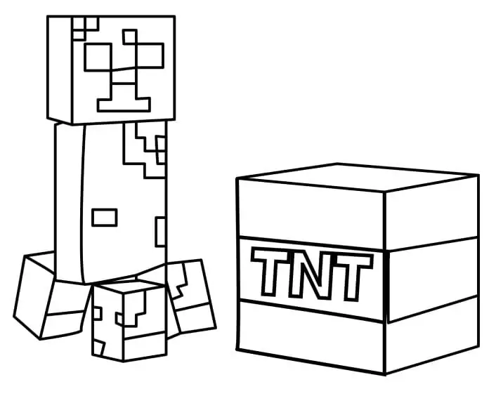 Minecraft creeper with tnt block fãrbung seite