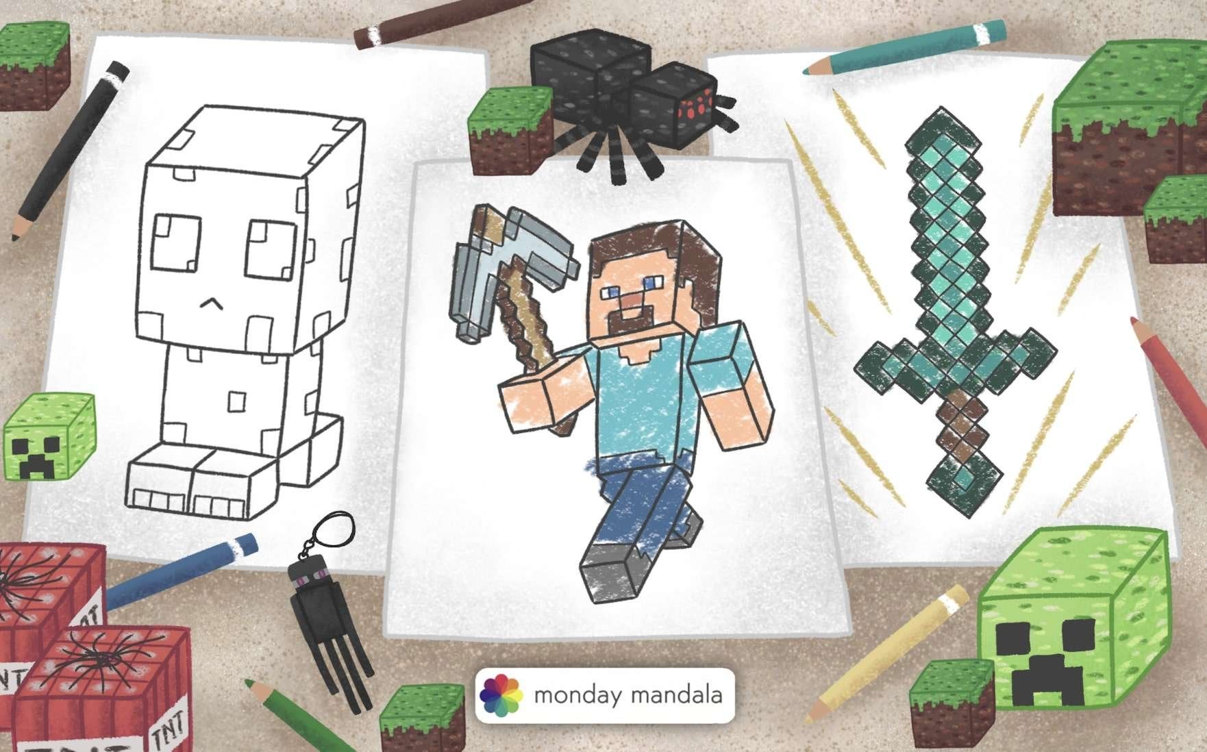 I illustrated minecraft coloring pages that are all to printdownload please be gentle ð rminecraft